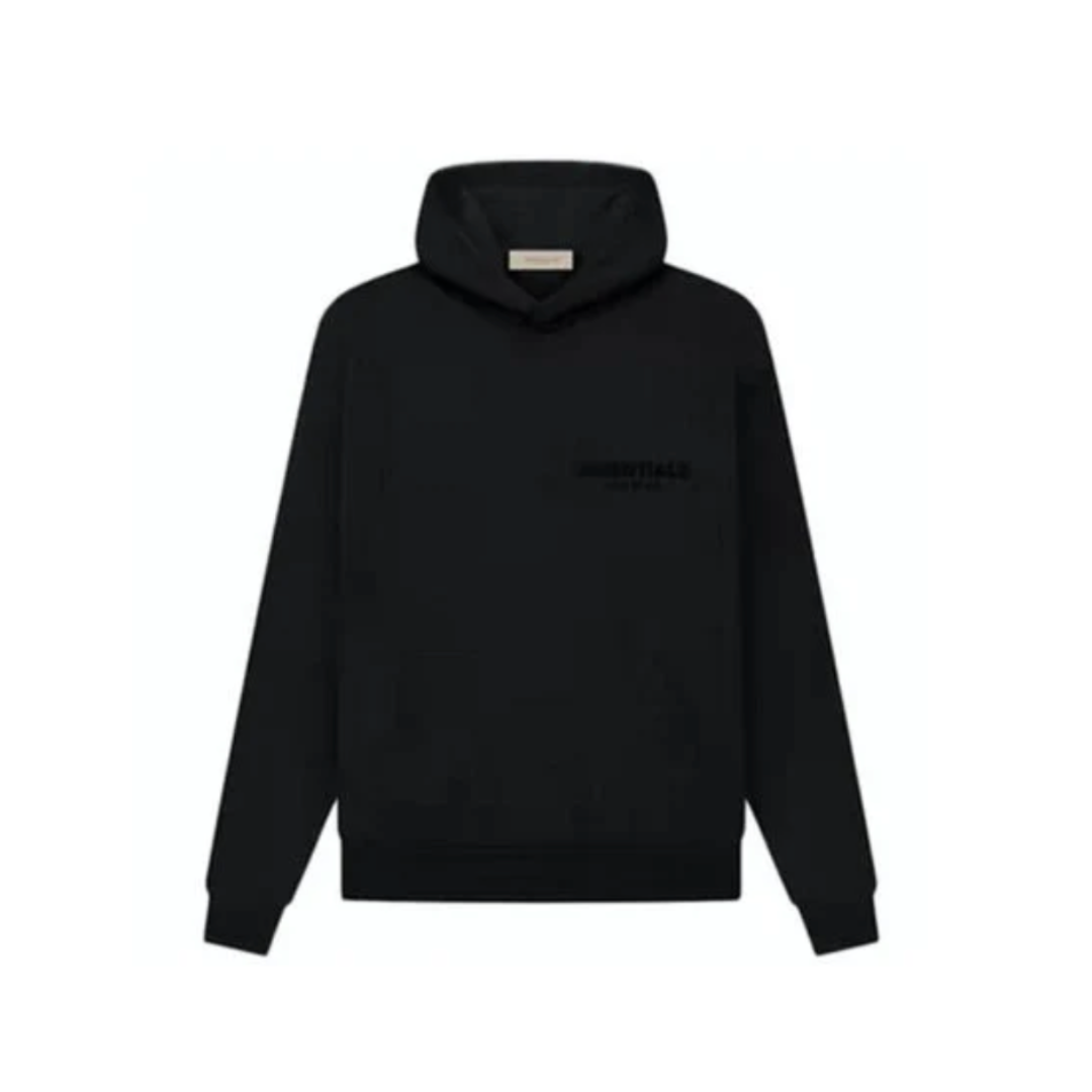 Essentials Pullover Chest Logo Hoodie Stretch Limo Black